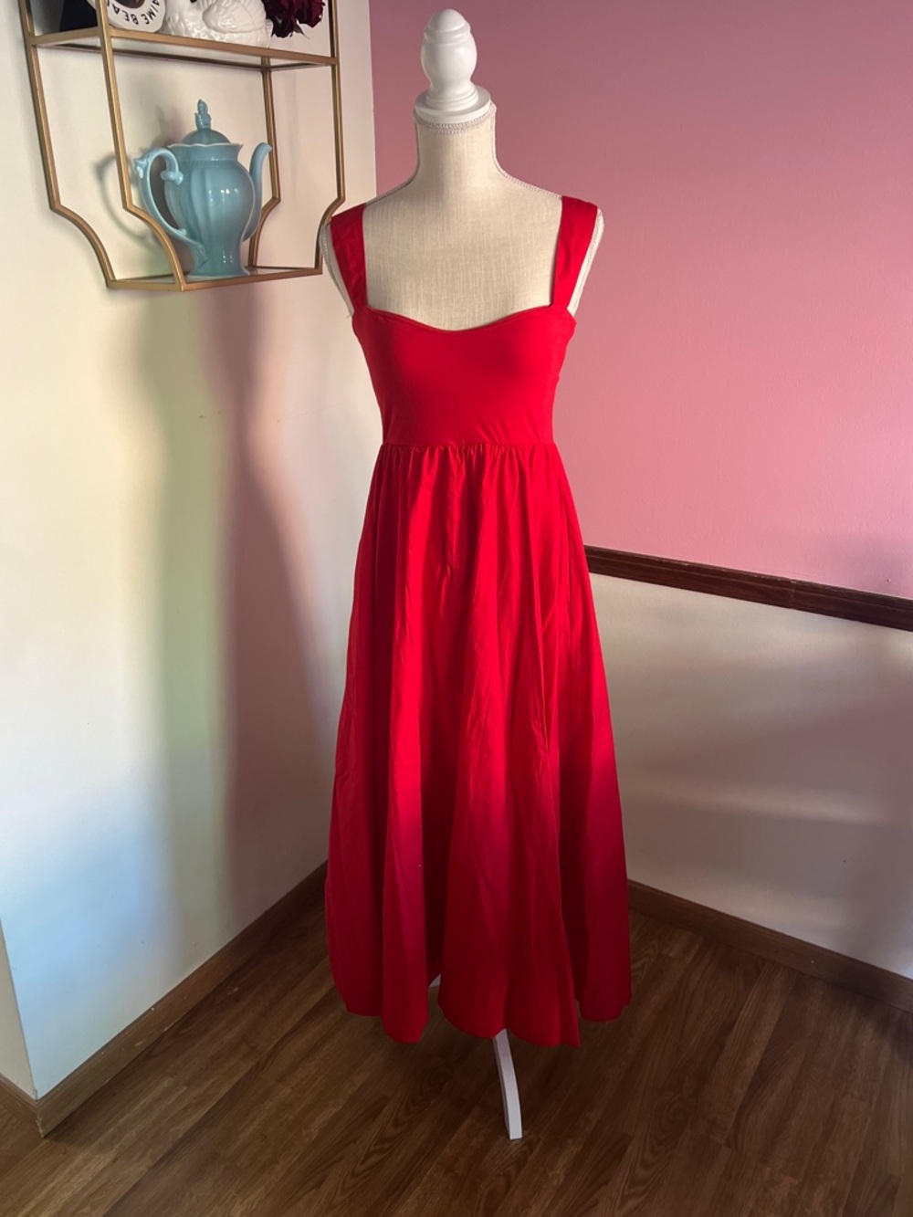 Red J Crew Summer Midi Dress